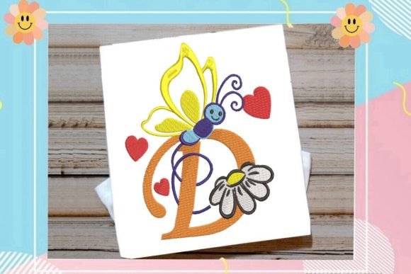 Butterfly D Letter Monogram: A Seasonal Embroidery Gem