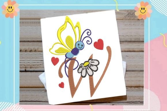 Butterfly W Letter Monogram: A Seasonal Embroidery Gem