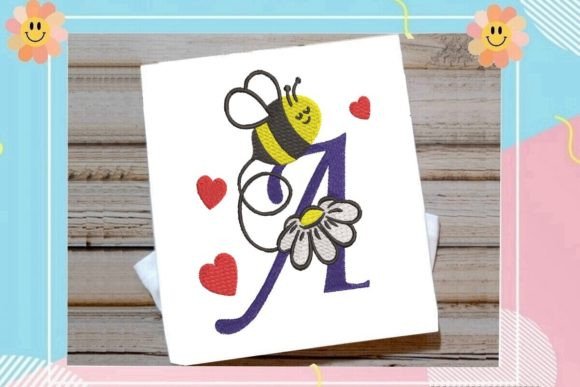 Cute Bee a Letter Monogram: A Playful Yet Professional Embroidery Choice