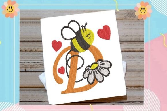 Cute Bee D Letter Monogram: A Playful Branding Touch for Small Businesses