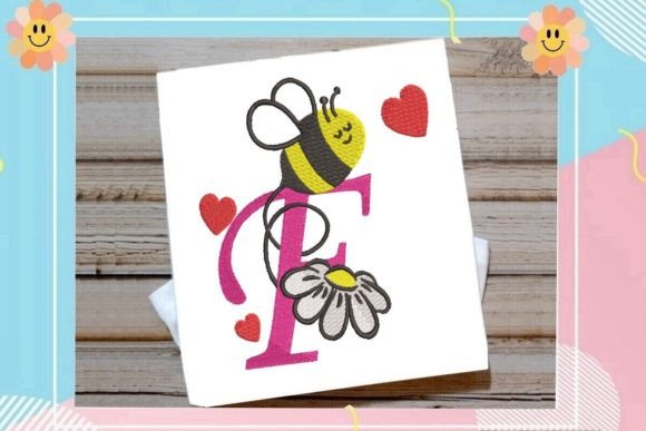 Cute Bee F Letter Monogram: A Playful Touch for Seasonal Embroidery