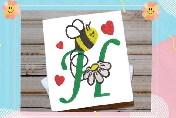 Cute Bee H Letter Monogram: A Playful Touch for Personalized Embroidery