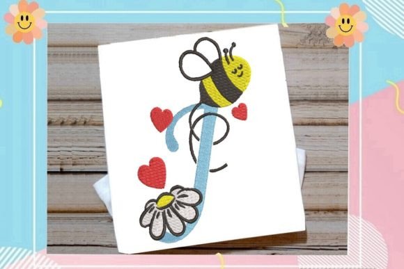 Cute Bee J Letter Monogram: A Sweet Addition to Etsy Embroidery Listings