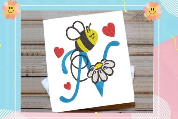 Cute Bee N Letter Monogram: A Playful Touch for Seasonal Embroidery
