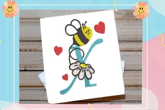 Cute Bee X Letter Monogram: A Playful Touch for Custom Embroidery