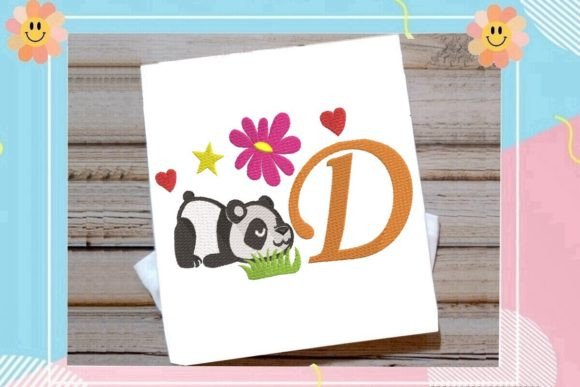 Cute Panda Monogram D Letter: A Seasonal Embroidery Gem