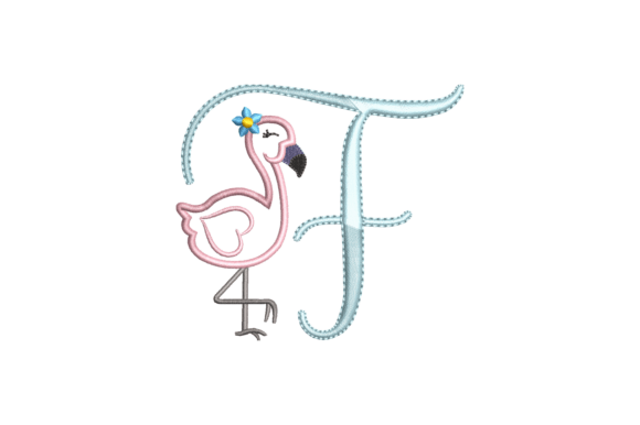 Flamingo Alphabet F: A Charming Monogram for Small Business Embroidery