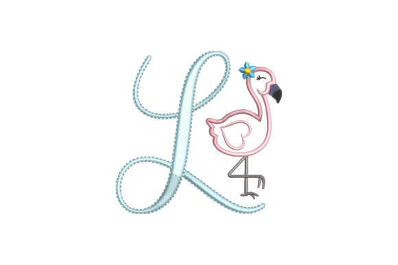 Flamingo Alphabet L: A Sweet Monogram for Etsy & Small Shop Embroidery