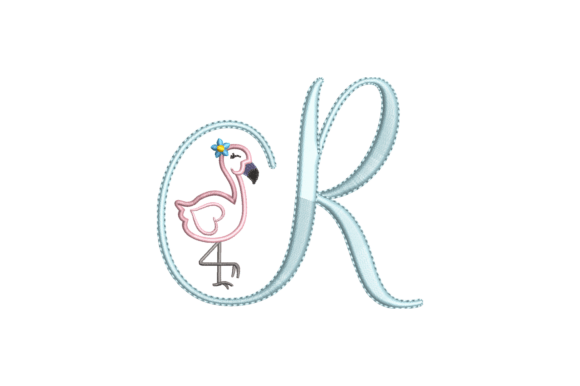 Flamingo Alphabet R: A Charming Embroidery Design for Small Business Branding