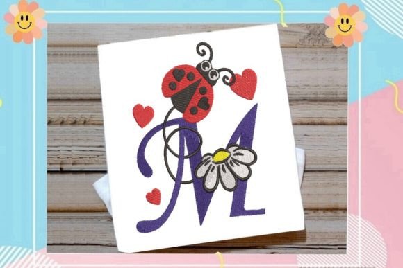 Ladybug M Letter Monogram: A Charming Touch for Boutique Apparel