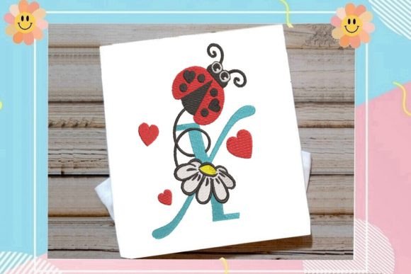 Ladybug X Letter Monogram: A Charming Touch for Personalized Embroidery
